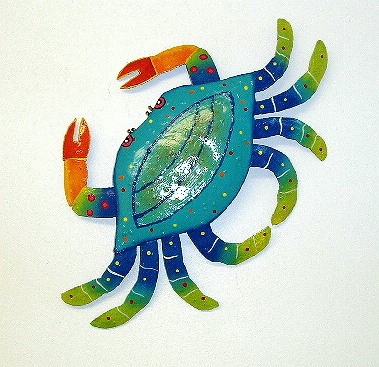 21" Metal Teal Crab Wall Decor
